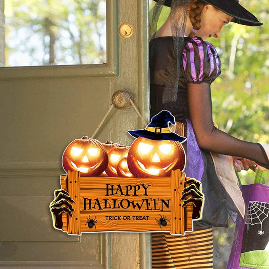 Halloween Ghost Face Pumpkin Door Hanging – Perfect for Home, Bar, or Cafe Décor! 🎃👻