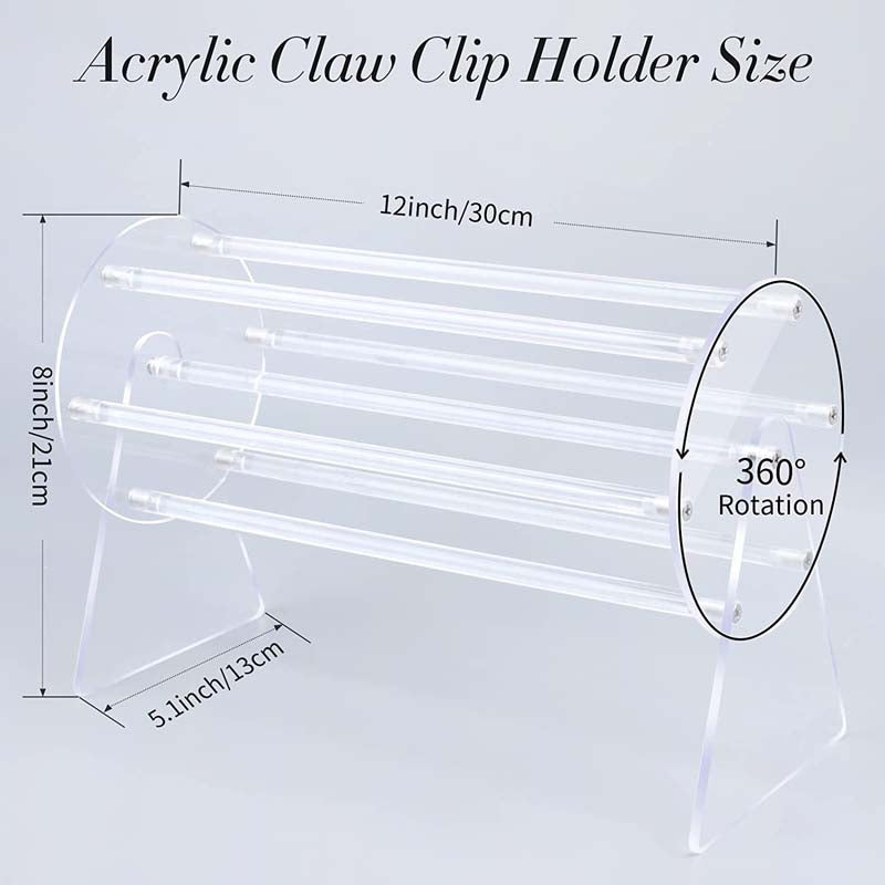 360° Rotating Acrylic Hair Clip Organizer - Stylish Transparent Display Stand for Girls & Women’s Hair Accessories