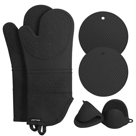 HeatShield Extra Long Oven Mitts & Pot Holders Set - DINING DREAMS STORE
