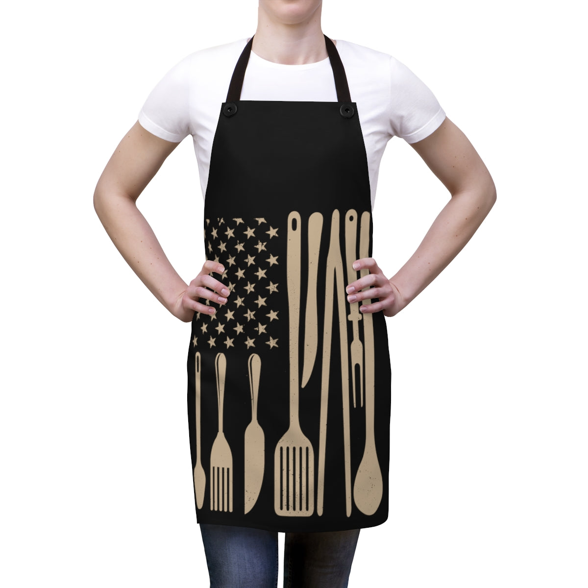 Patriotic Stars and Stripes Kitchen Apron – USA Flag Design