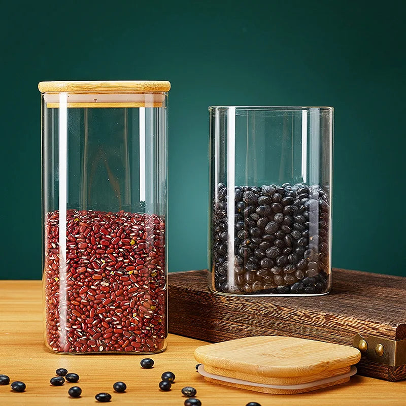 BambooHarbor Glass Storage Canisters - DINING DREAMS STORE