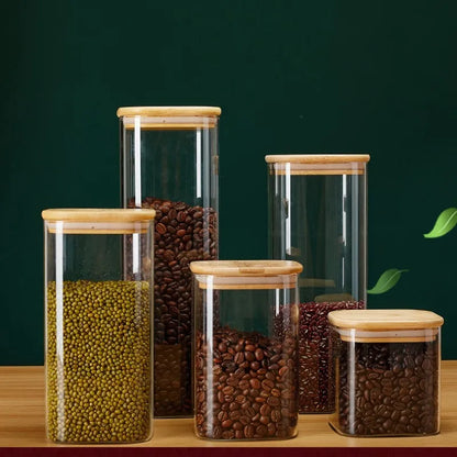 BambooHarbor Glass Storage Canisters - DINING DREAMS STORE