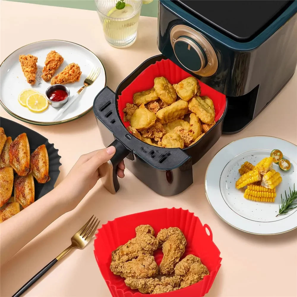FlexiBake Silicone Air Fryer Baking Tray - DINING DREAMS STORE