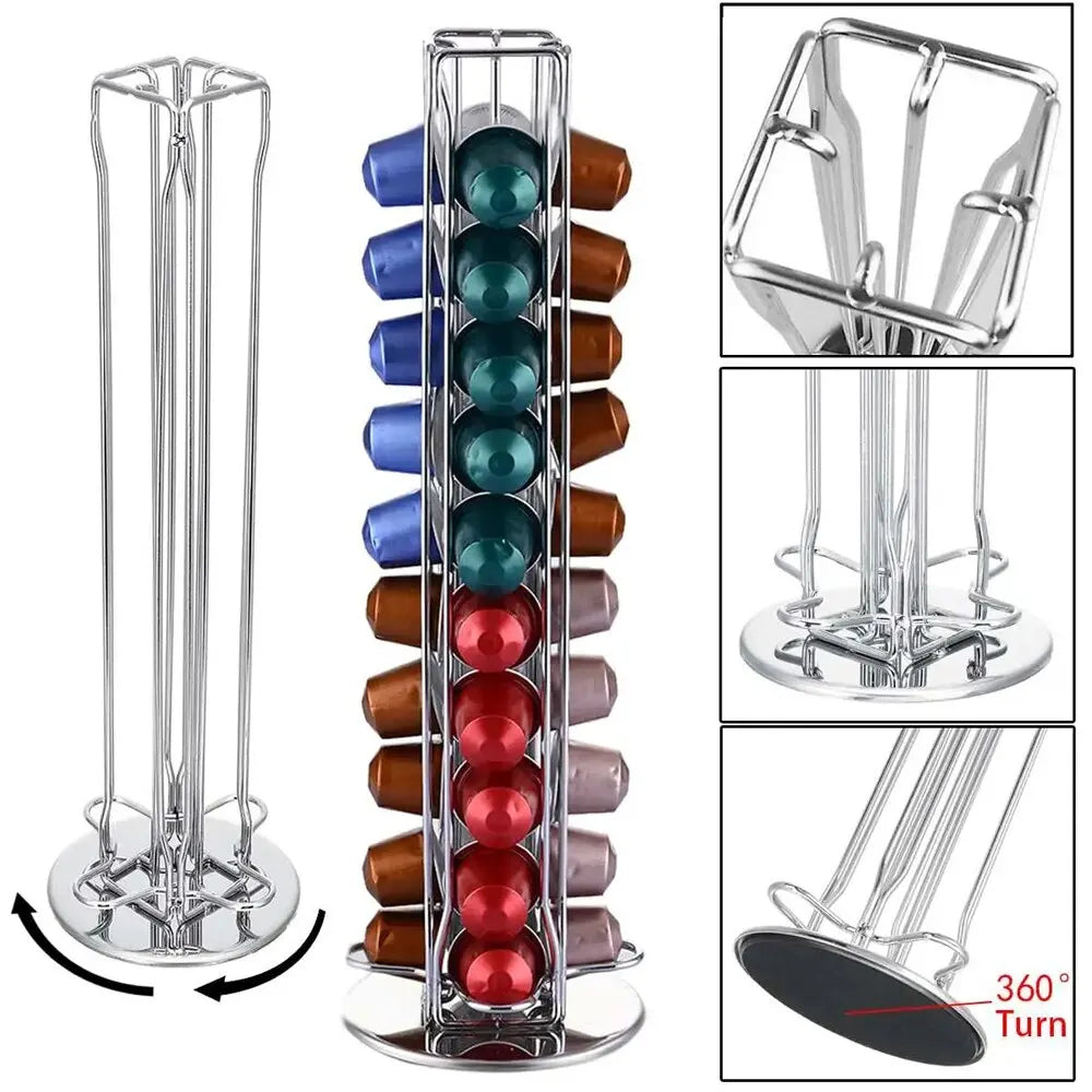 360Brew Chrome Plated Coffee Capsules Holder - DINING DREAMS STORE