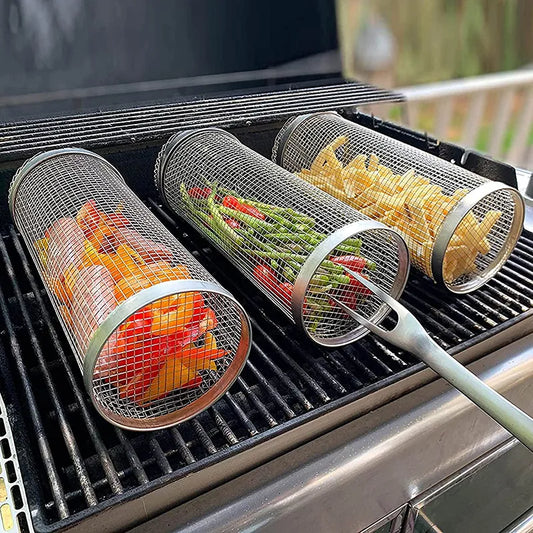 Roll n' Grill Stainless Steel BBQ Basket - DINING DREAMS STORE