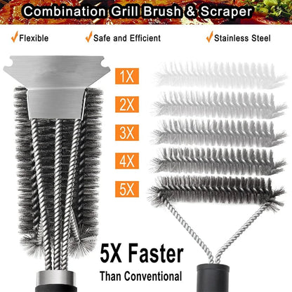 SafeScrub Deluxe Grill Cleaner Brush - DINING DREAMS STORE