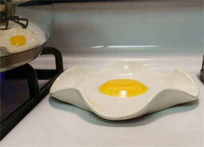 Fried Egg Spoon Rest - Handmade Ceramic Kitchen Accessories