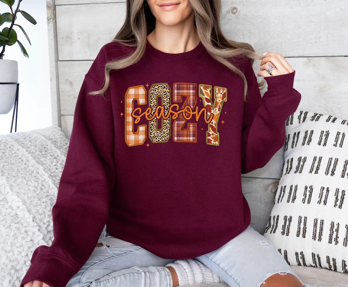 Cozy Season Sweater | Retro Autumn Sweatshirt | Women’s Fall Graphic Shirt | Get Cozy Crewneck | Cozy Vibes Clothing