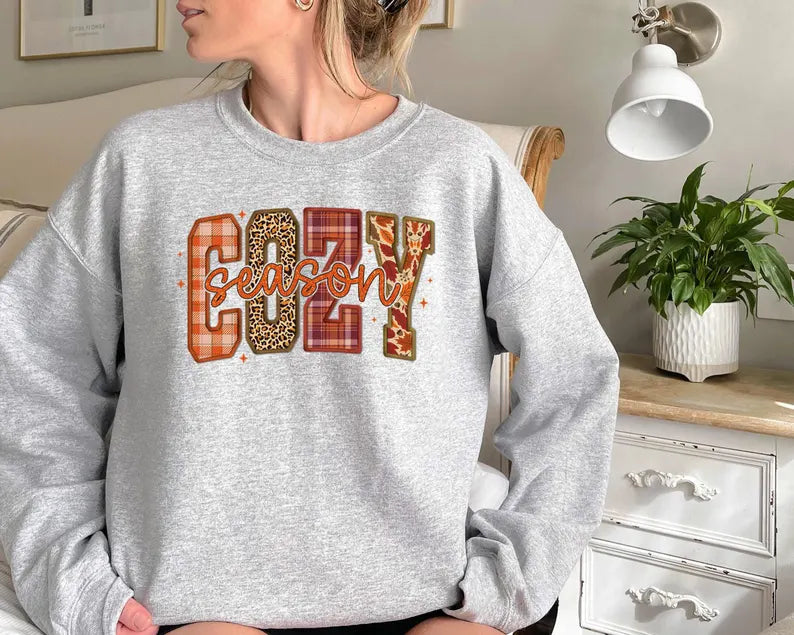 Cozy Season Sweater | Retro Autumn Sweatshirt | Women’s Fall Graphic Shirt | Get Cozy Crewneck | Cozy Vibes Clothing