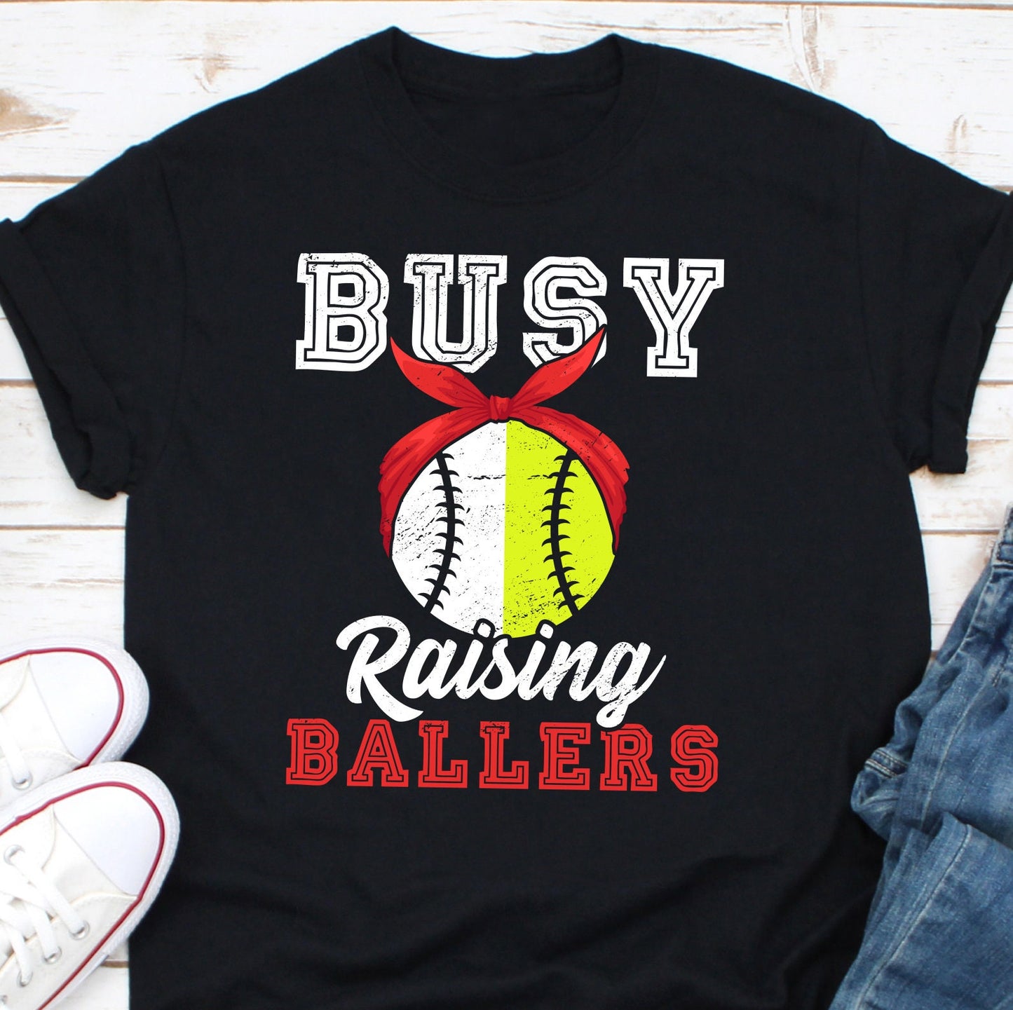 Busy Raising Ballers Shirt, Baseballer Shirt, Footballer Shirt, Softballer Shirt, Basketballer Shirt, Volleyballer Shirt, Sports Mama Shirt