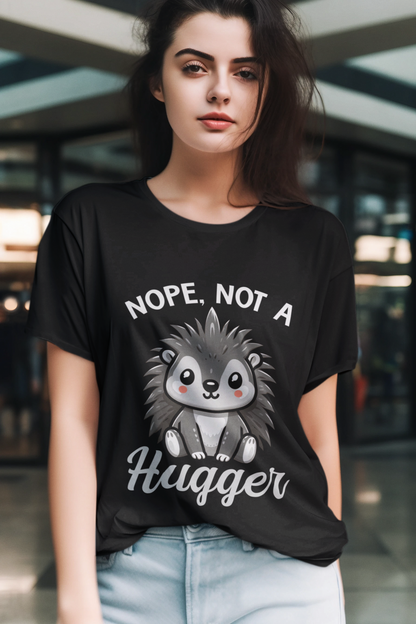 Nope, Not a Hugger" Porcupine Graphic T-Shirt