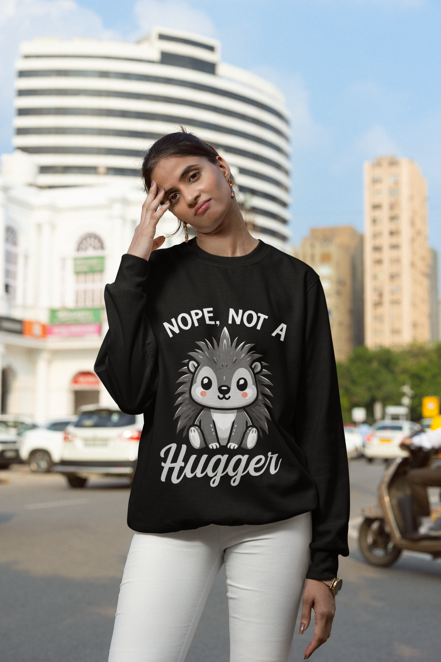 Nope, Not a Hugger" Porcupine Graphic T-Shirt